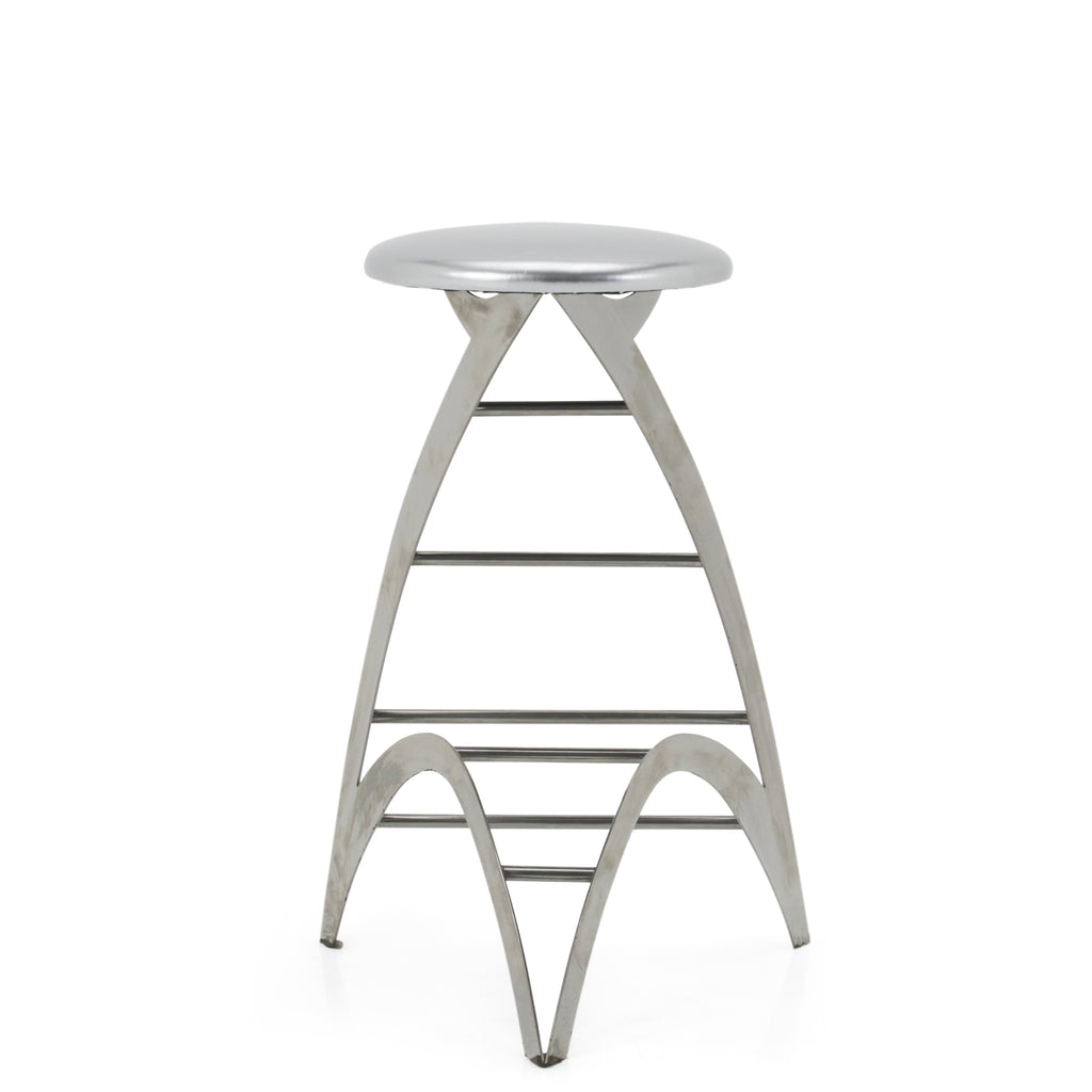 Futuristic Chrome + Glossy Silver Strat Bar Stool