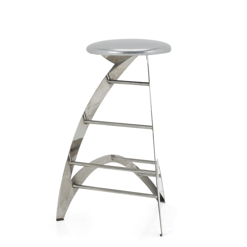 Futuristic Chrome + Glossy Silver Strat Bar Stool