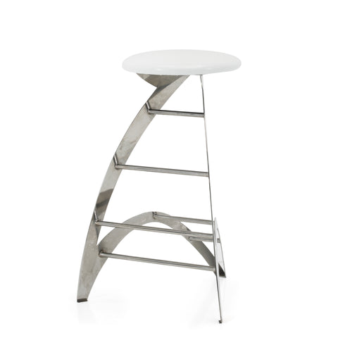 Futuristic Chrome + Glossy White Strat Bar Stool