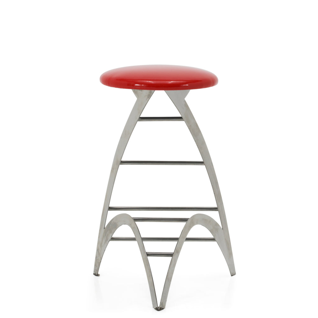 Futuristic Chrome + Glossy Red Strat Bar Stool