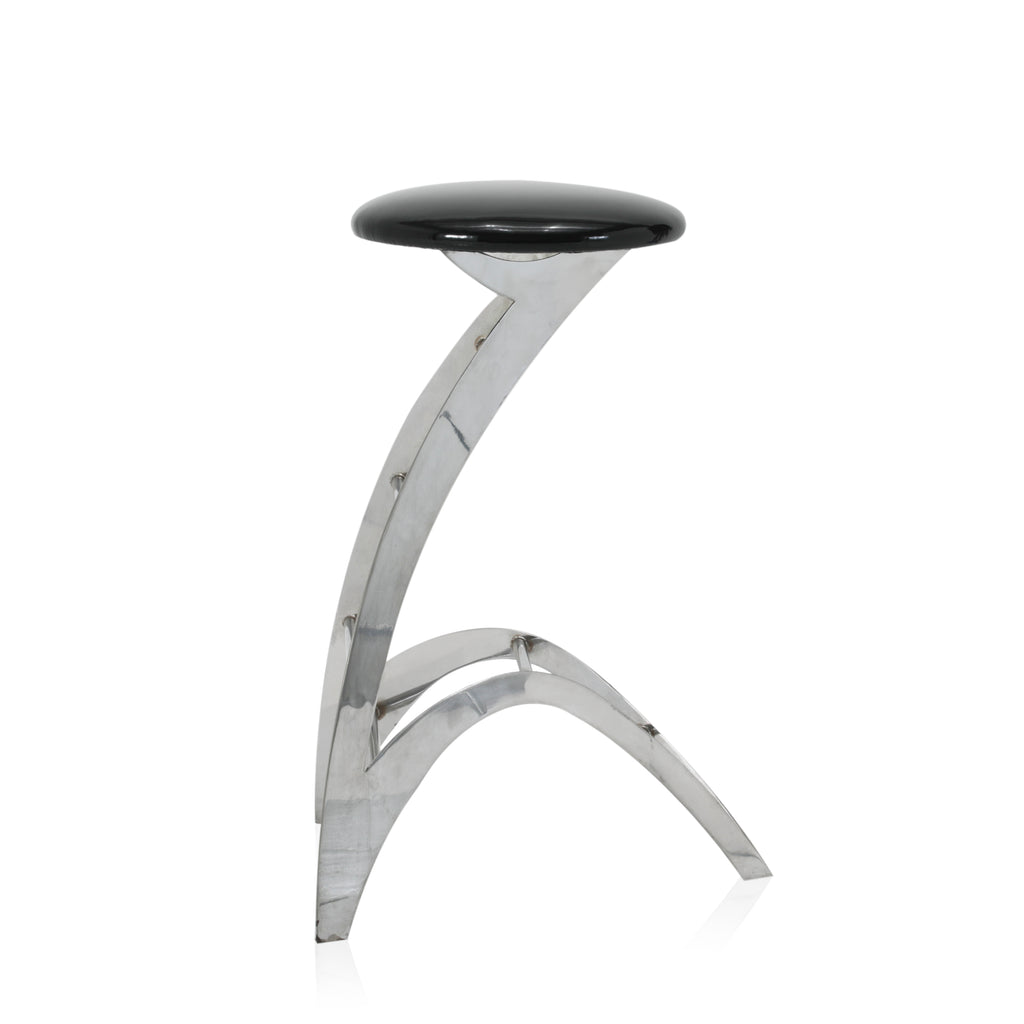 Futuristic Chrome + Glossy Black Strat Bar Stool