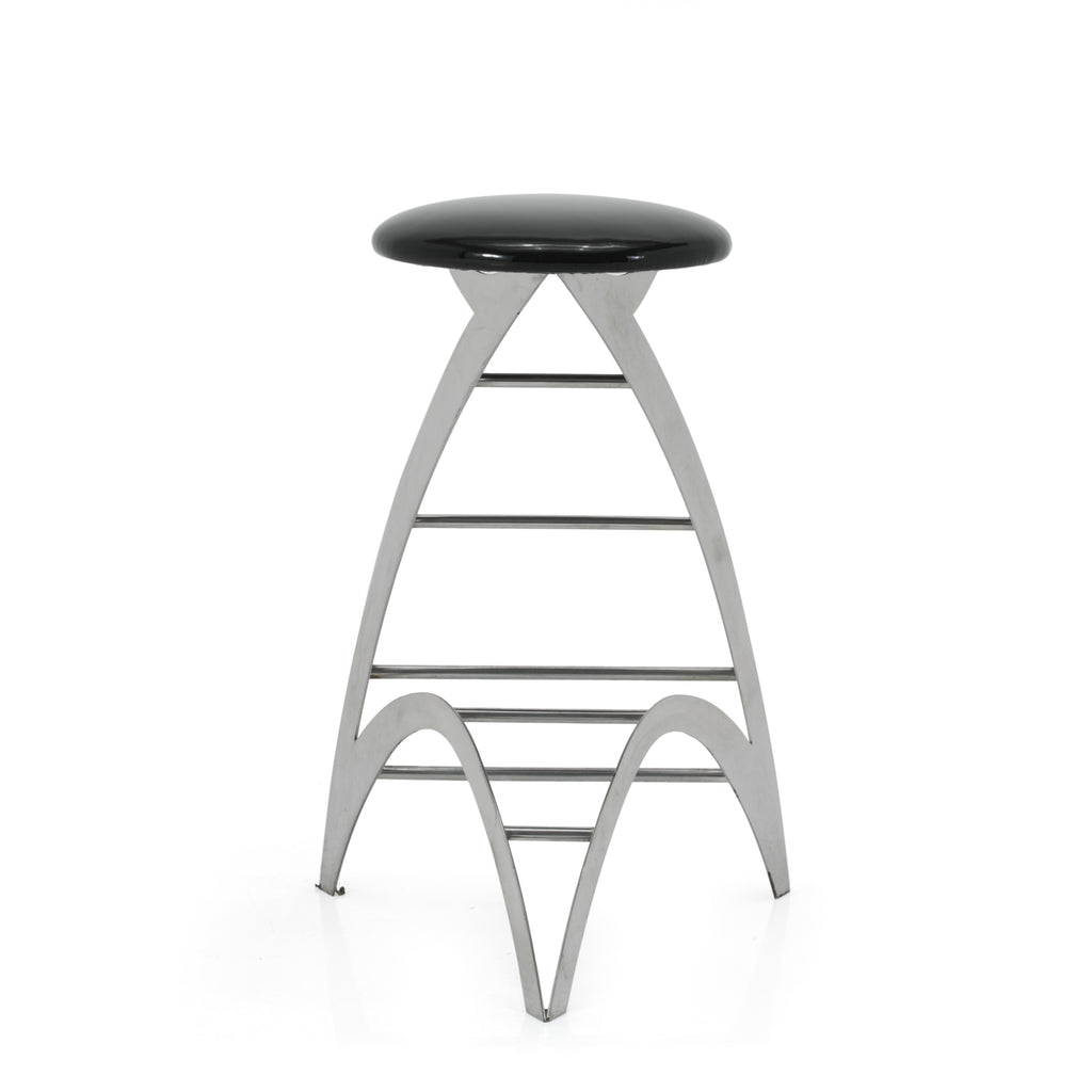 Futuristic Chrome + Glossy Black Strat Bar Stool