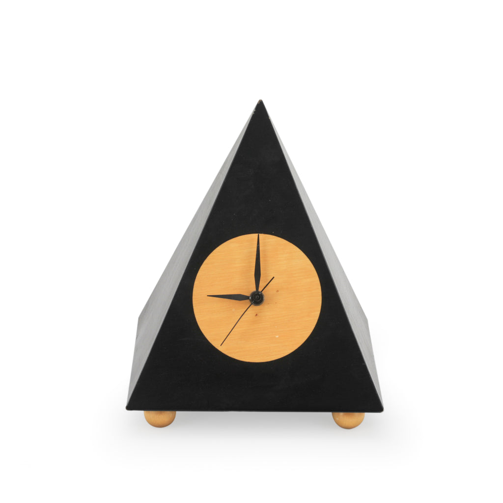 Black & Light Wood Pyramid Clock