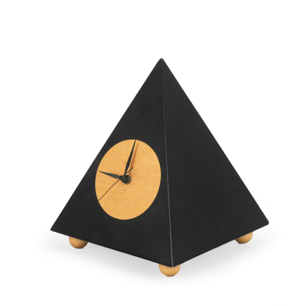 Black & Light Wood Pyramid Clock