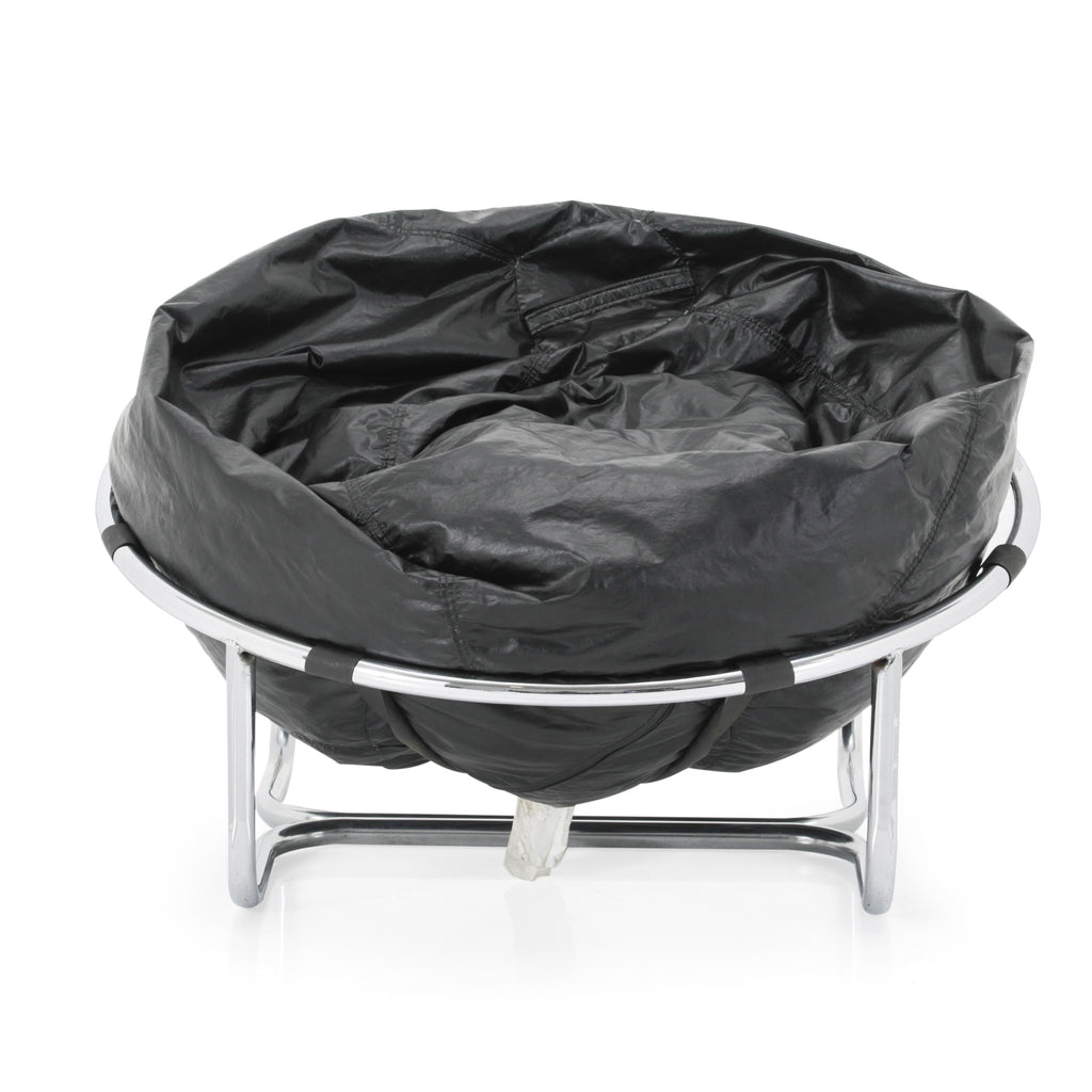 Black Beanbag Chair with Chrome Base