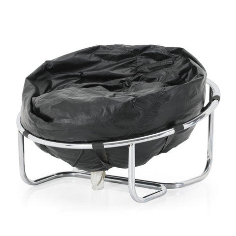 Black Beanbag Chair with Chrome Base