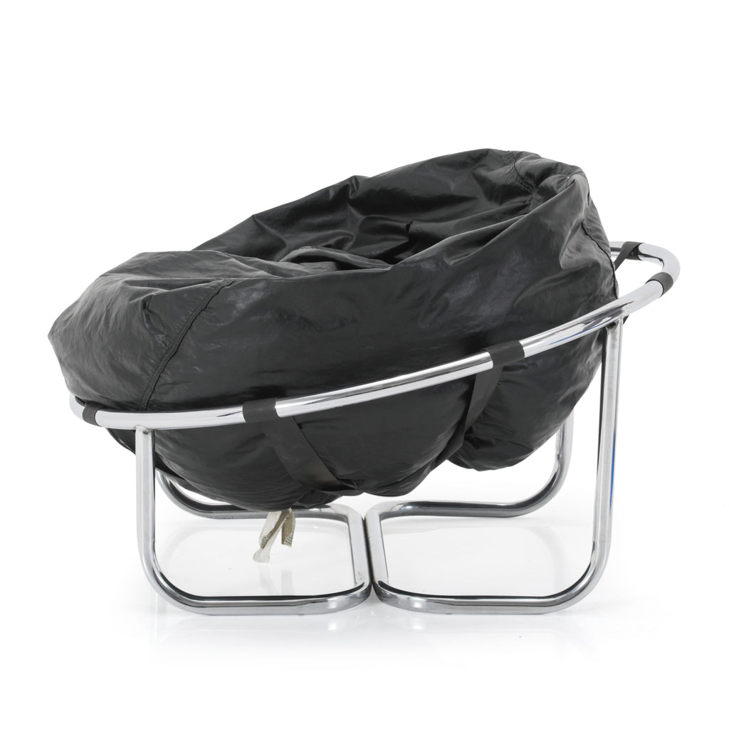 Black Beanbag Chair with Chrome Base