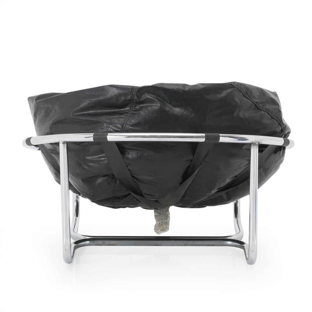 Black Beanbag Chair with Chrome Base