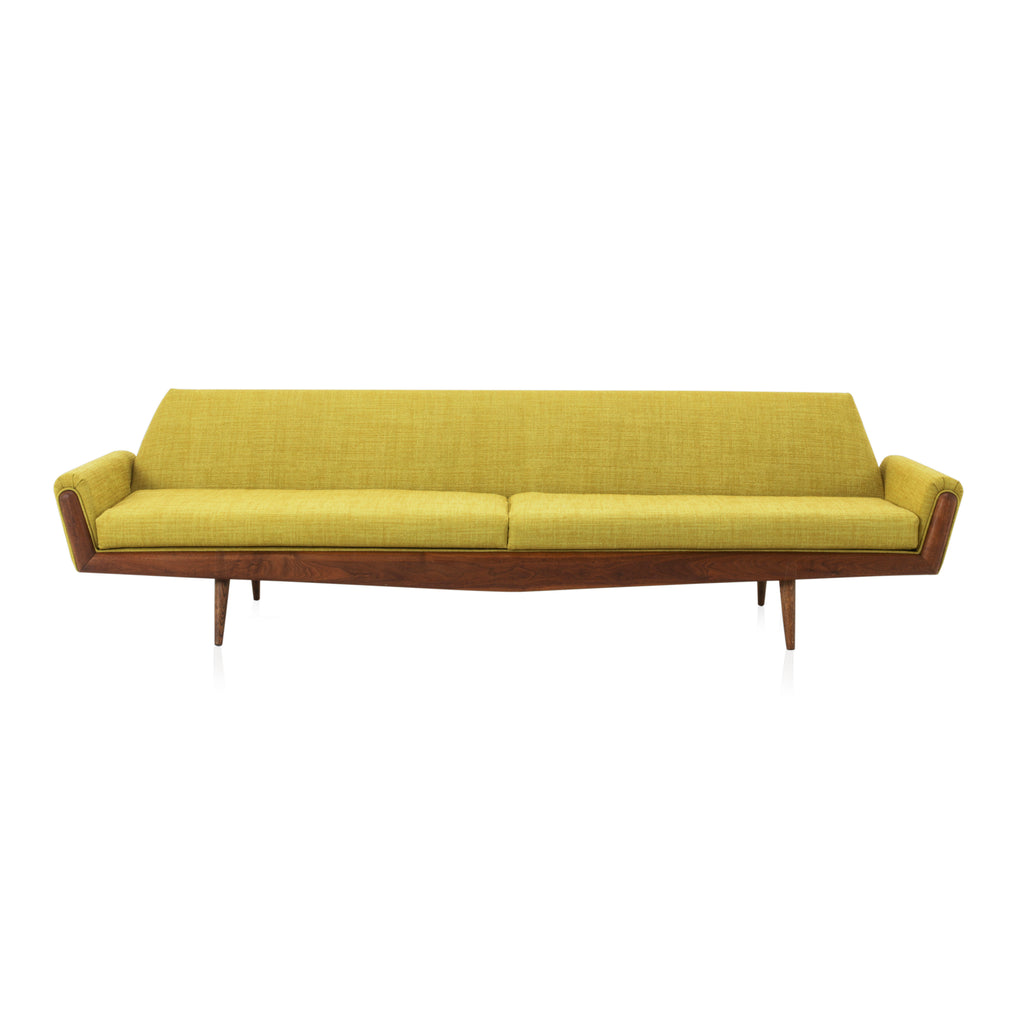 Yellow Fabric Danish Wood Sofa