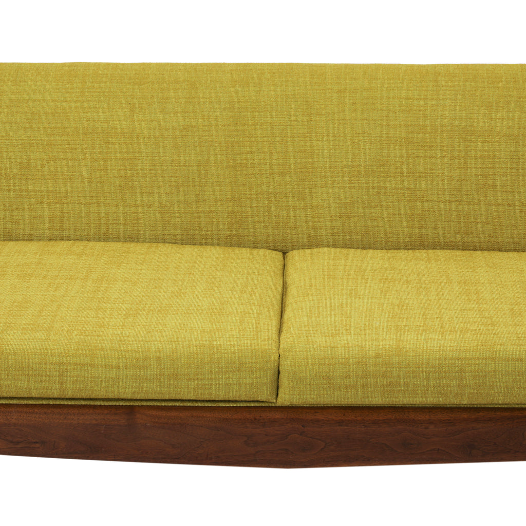 Yellow Fabric Danish Wood Sofa