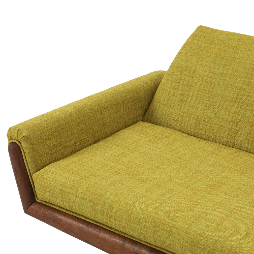 Yellow Fabric Danish Wood Sofa