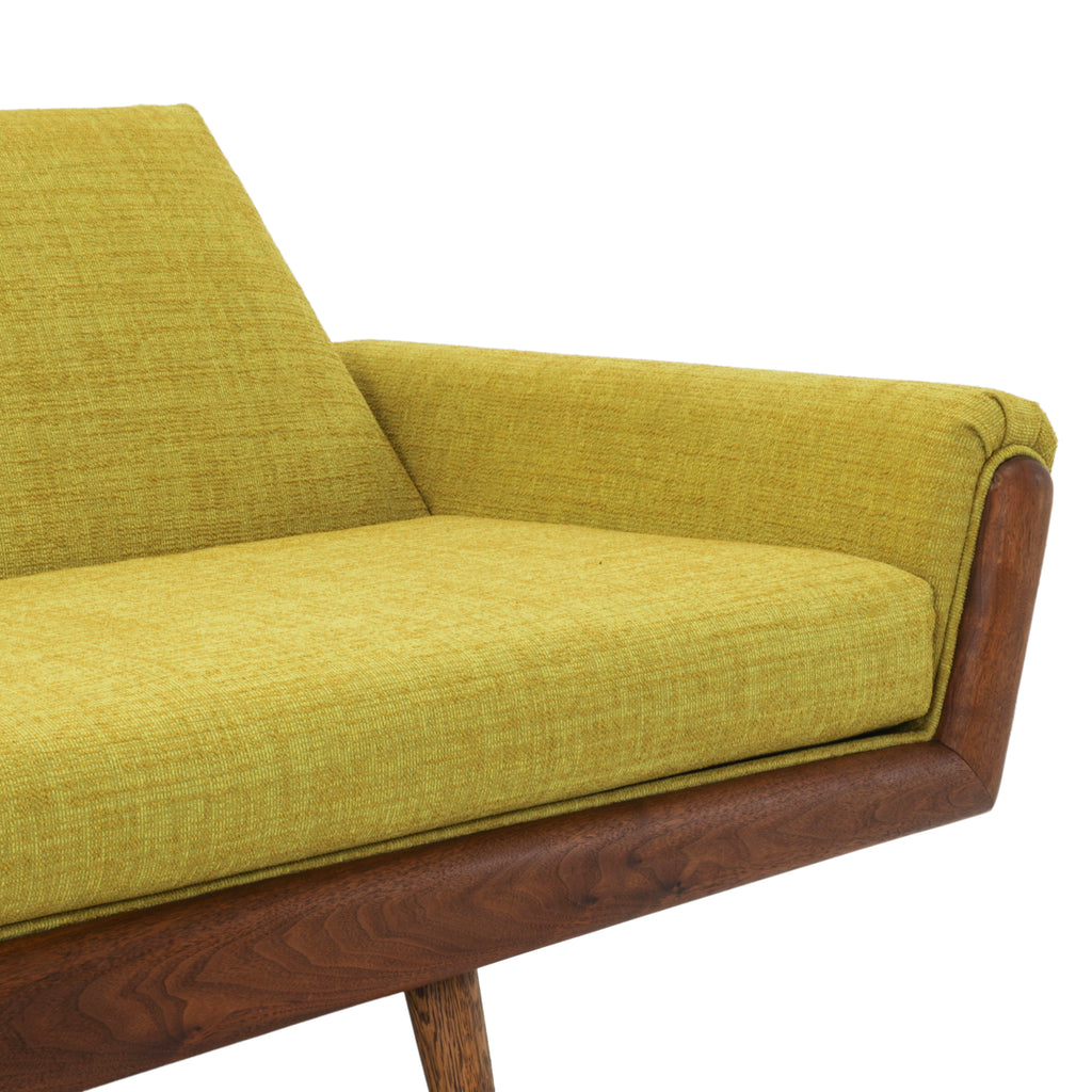 Yellow Fabric Danish Wood Sofa