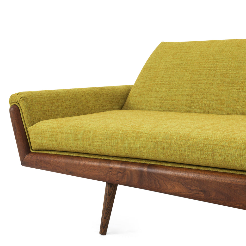 Yellow Fabric Danish Wood Sofa