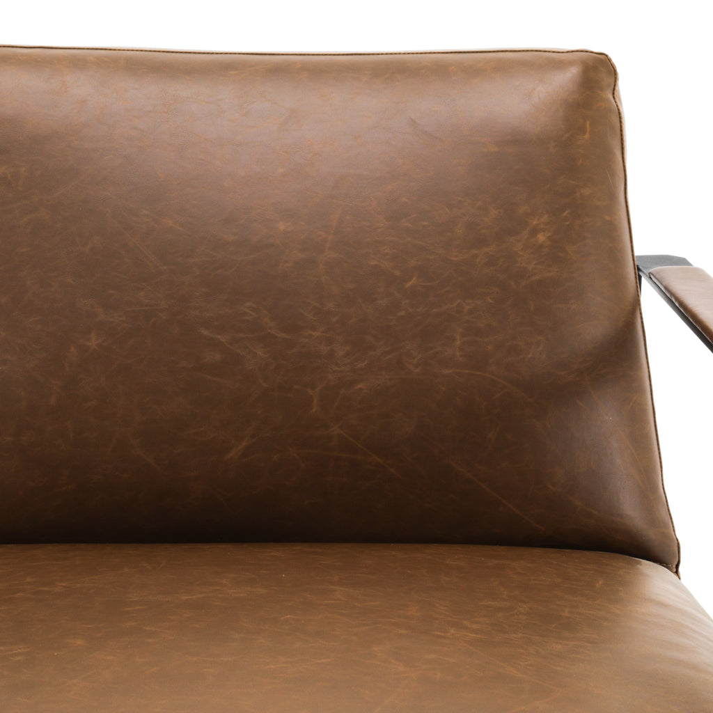 Brown Leather / Black Metal Lounge Chair