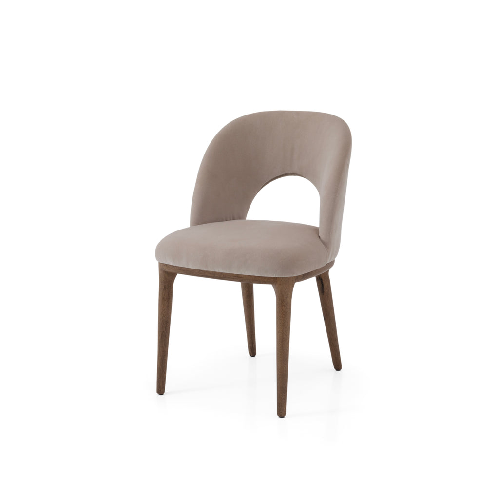 Beige & Wood Accent Chair