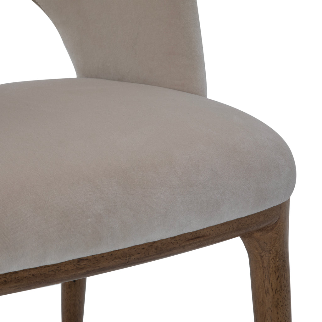 Beige & Wood Accent Chair