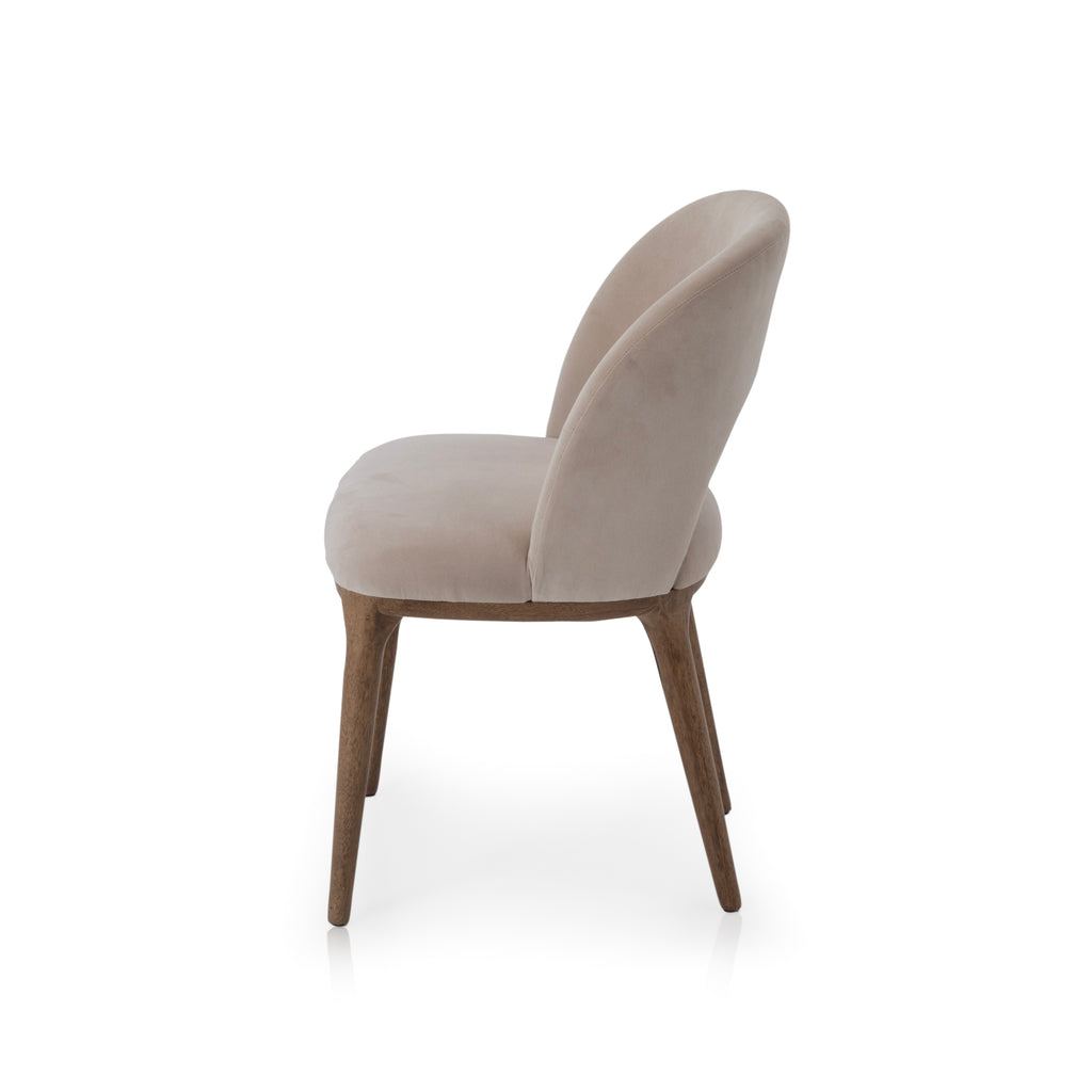 Beige & Wood Accent Chair