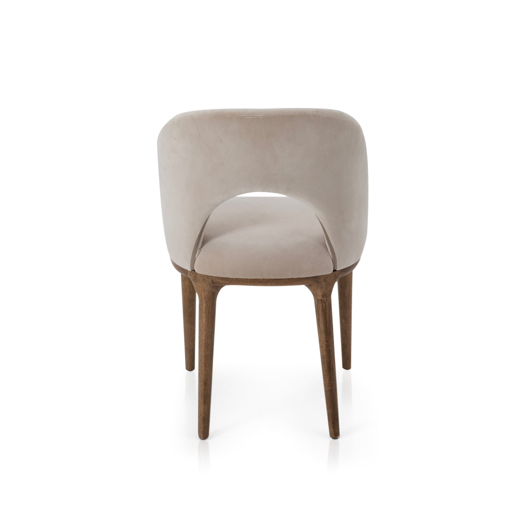 Beige & Wood Accent Chair