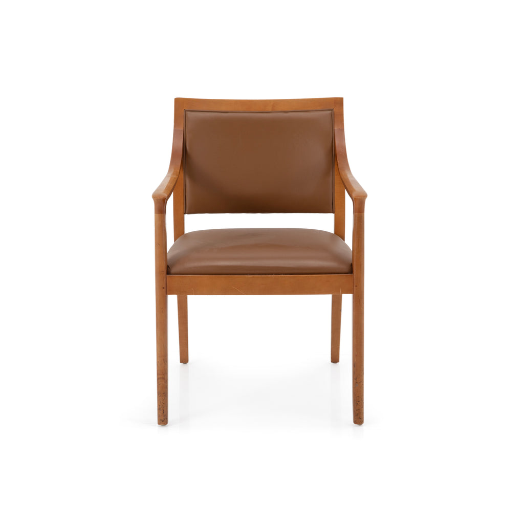 Brown Leather / Wood Dining Chair