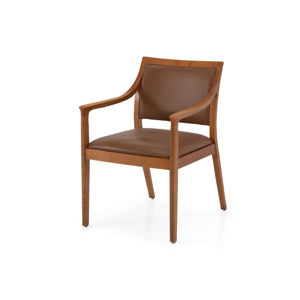 Brown Leather / Wood Dining Chair