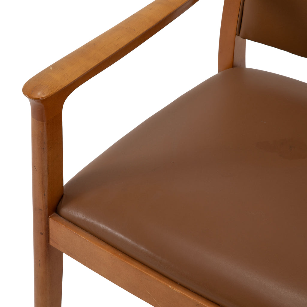 Brown Leather / Wood Dining Chair