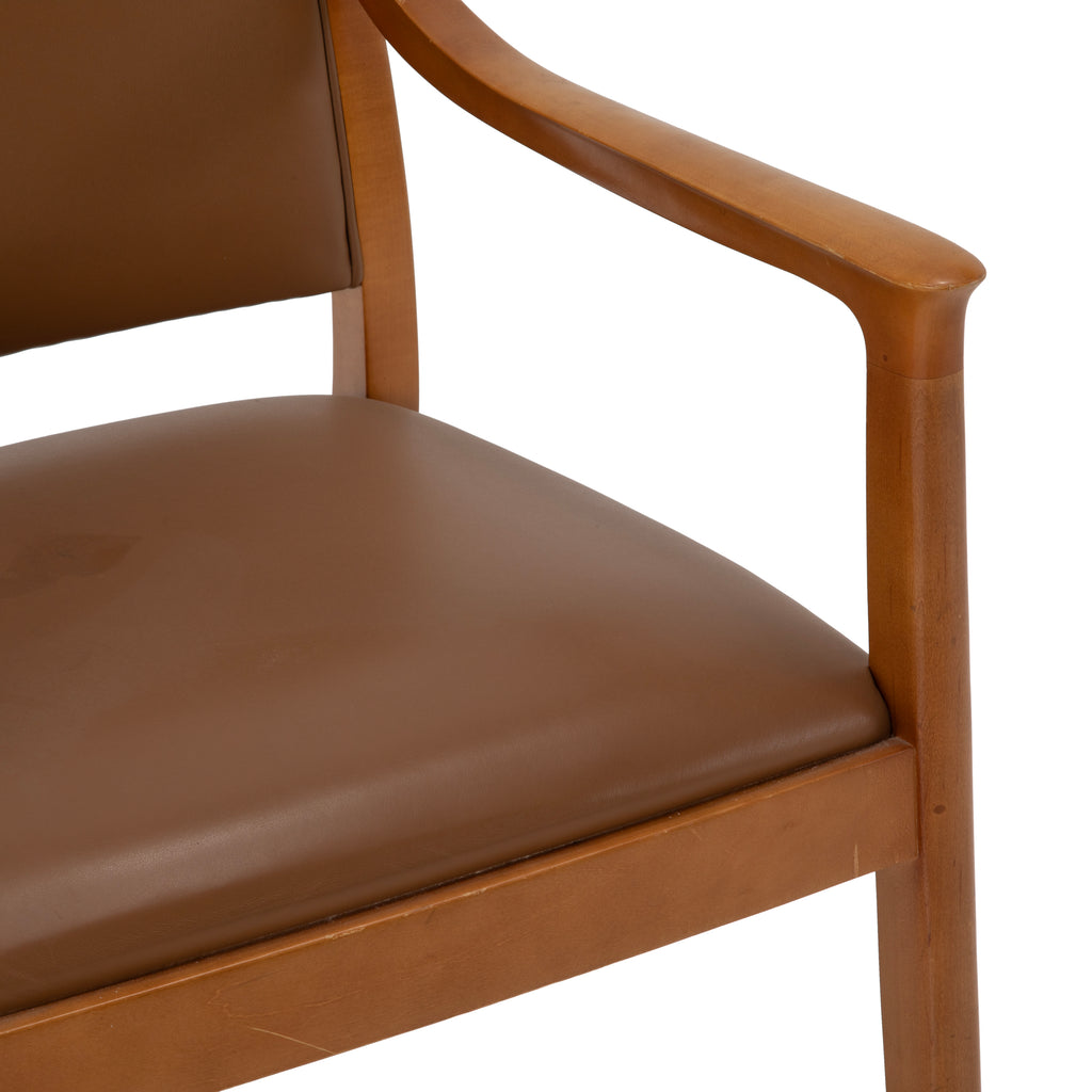 Brown Leather / Wood Dining Chair