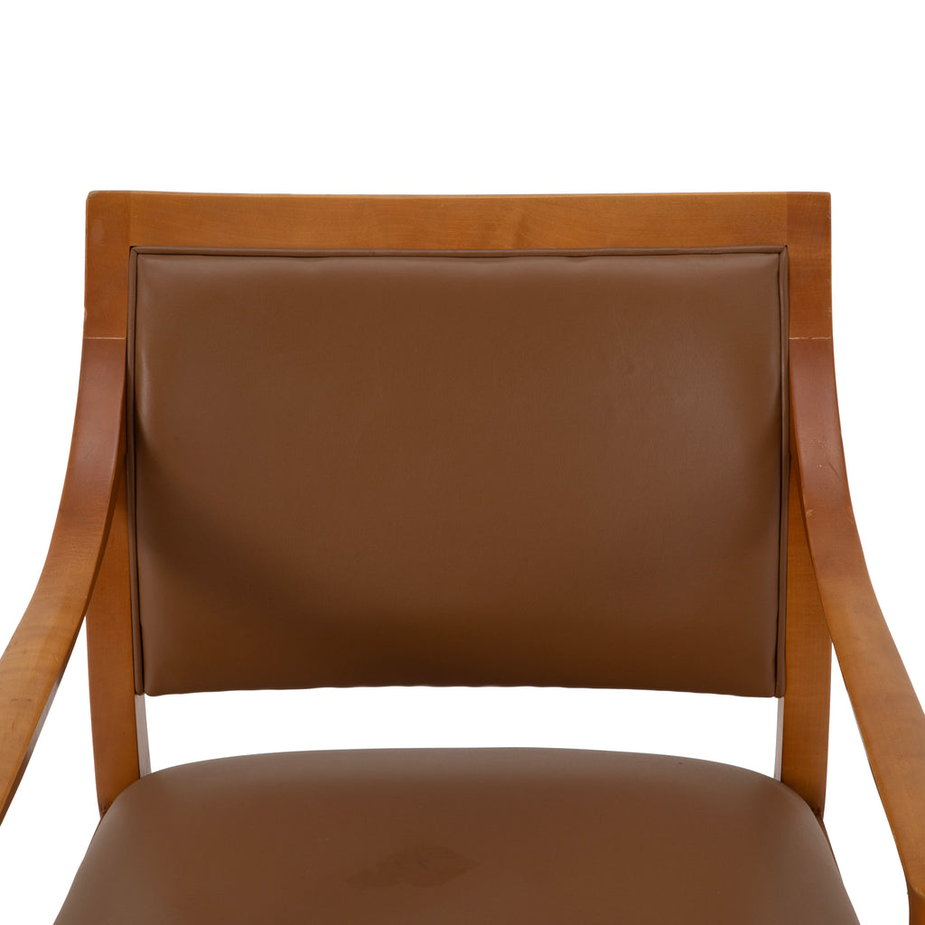 Brown Leather / Wood Dining Chair