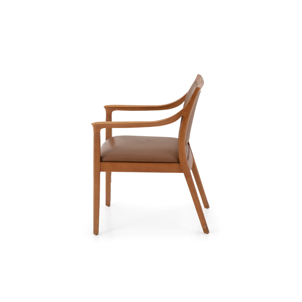 Brown Leather / Wood Dining Chair