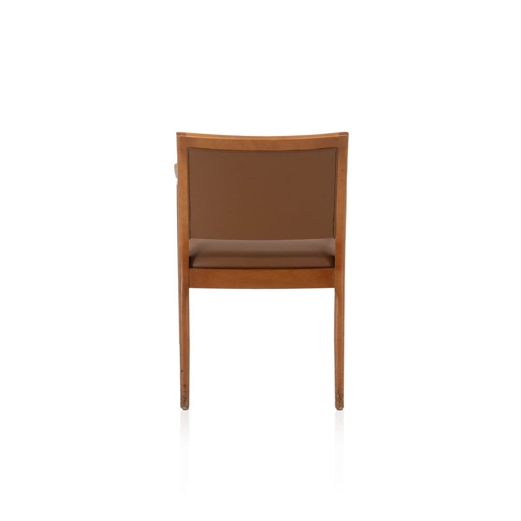 Brown Leather / Wood Dining Chair