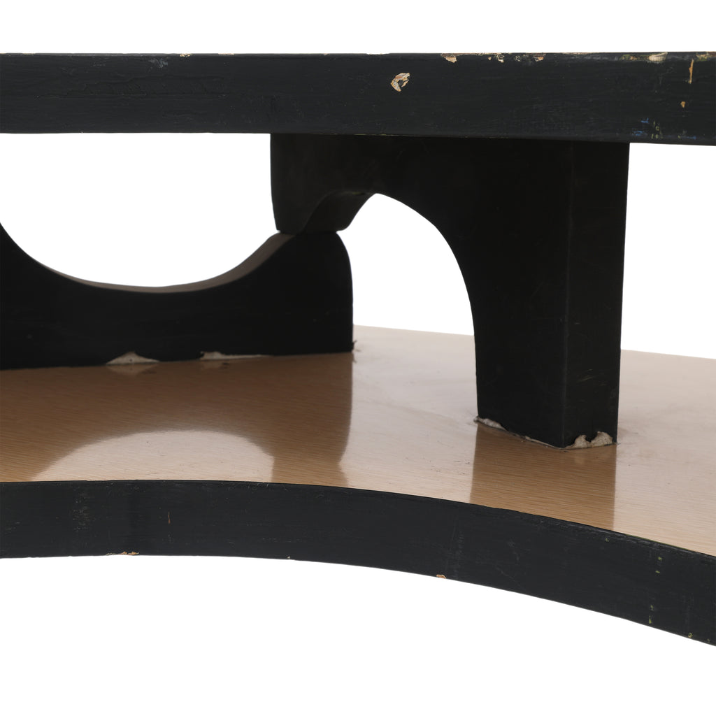 Distressed Black & Tan 3-Legged Side Table