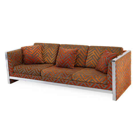 Vintage Orange / Grey Pattern Sofa