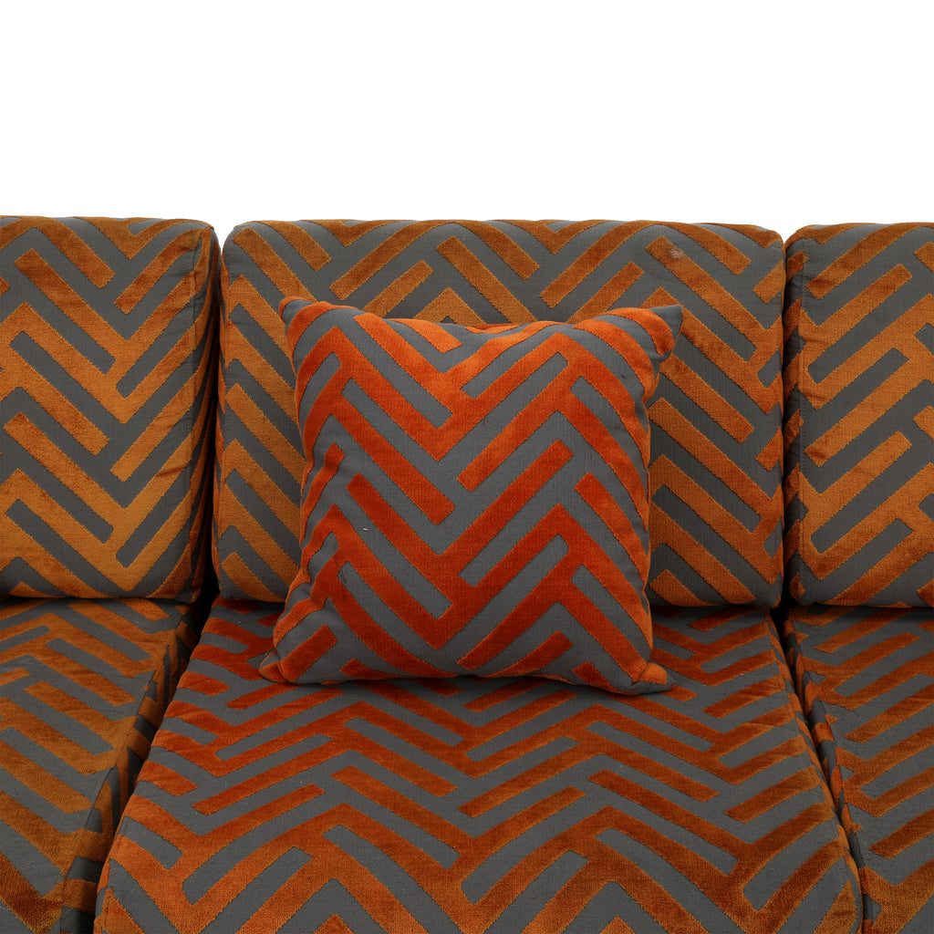 Vintage Orange / Grey Pattern Sofa