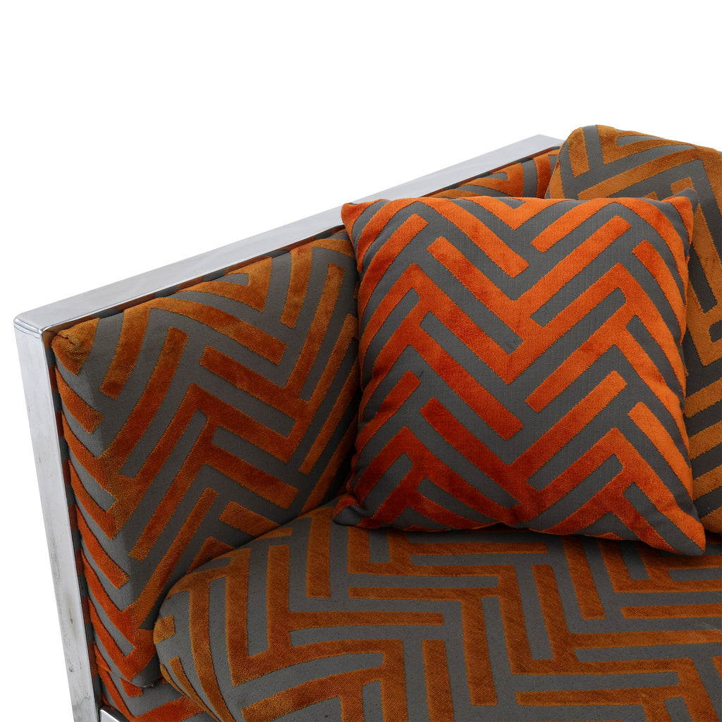 Vintage Orange / Grey Pattern Sofa