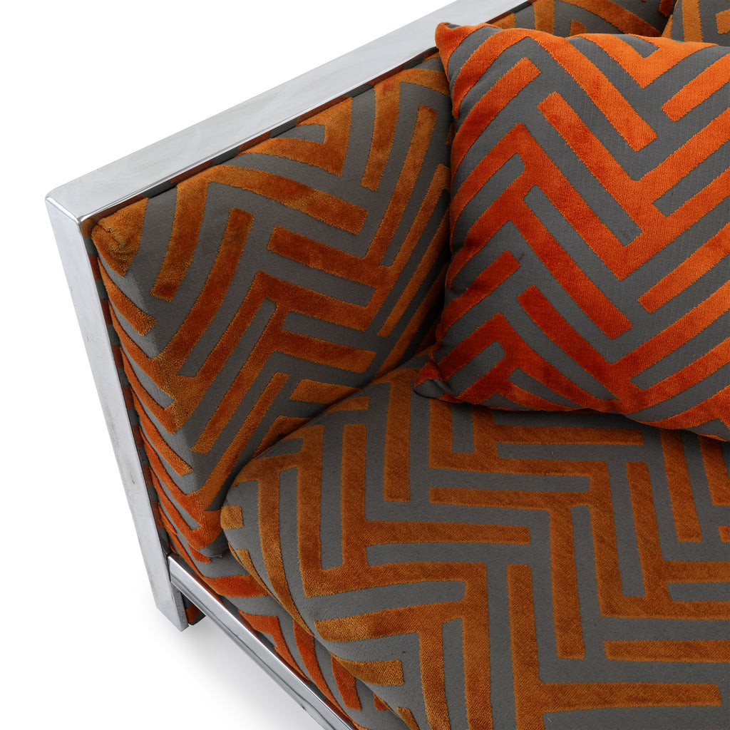 Vintage Orange / Grey Pattern Sofa