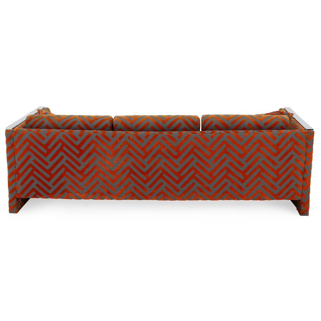 Vintage Orange / Grey Pattern Sofa