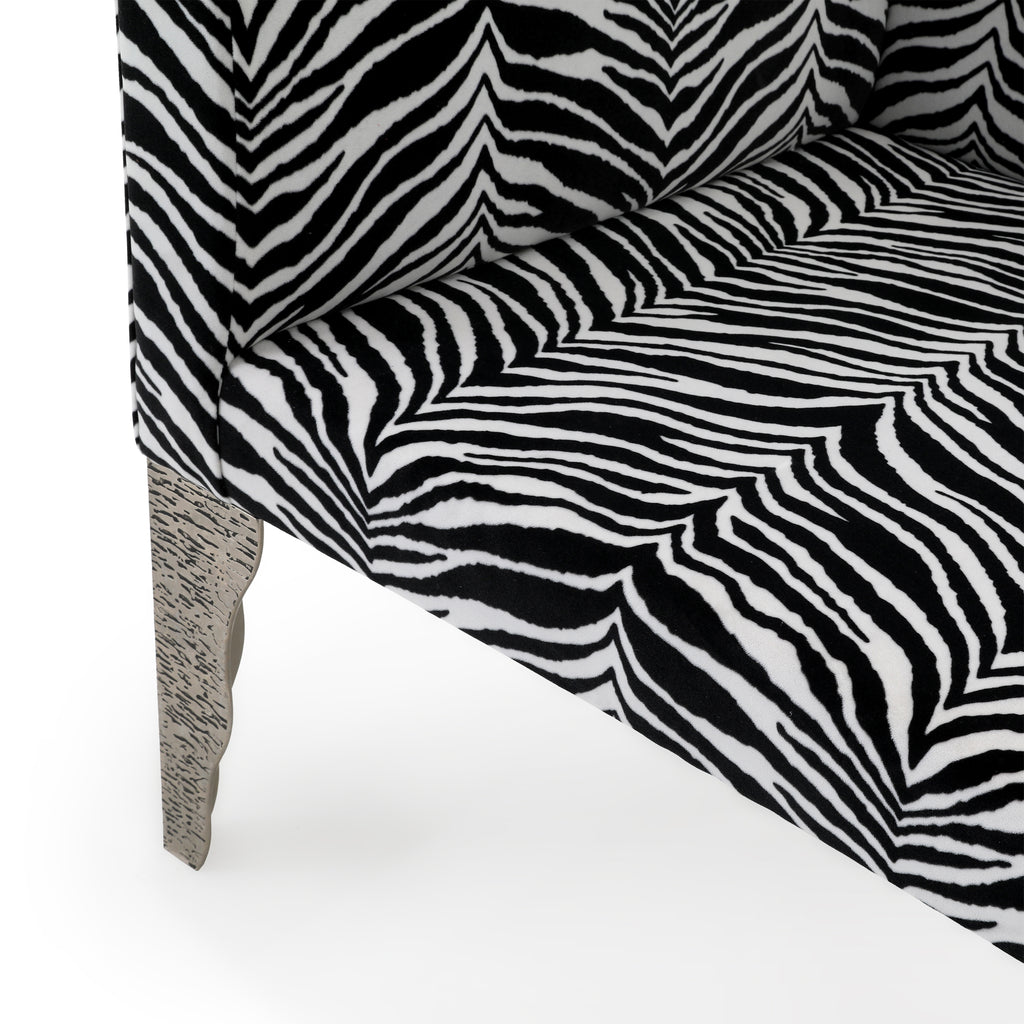 Zebra Print & Silver Base Modern Corner Chair (Copy)