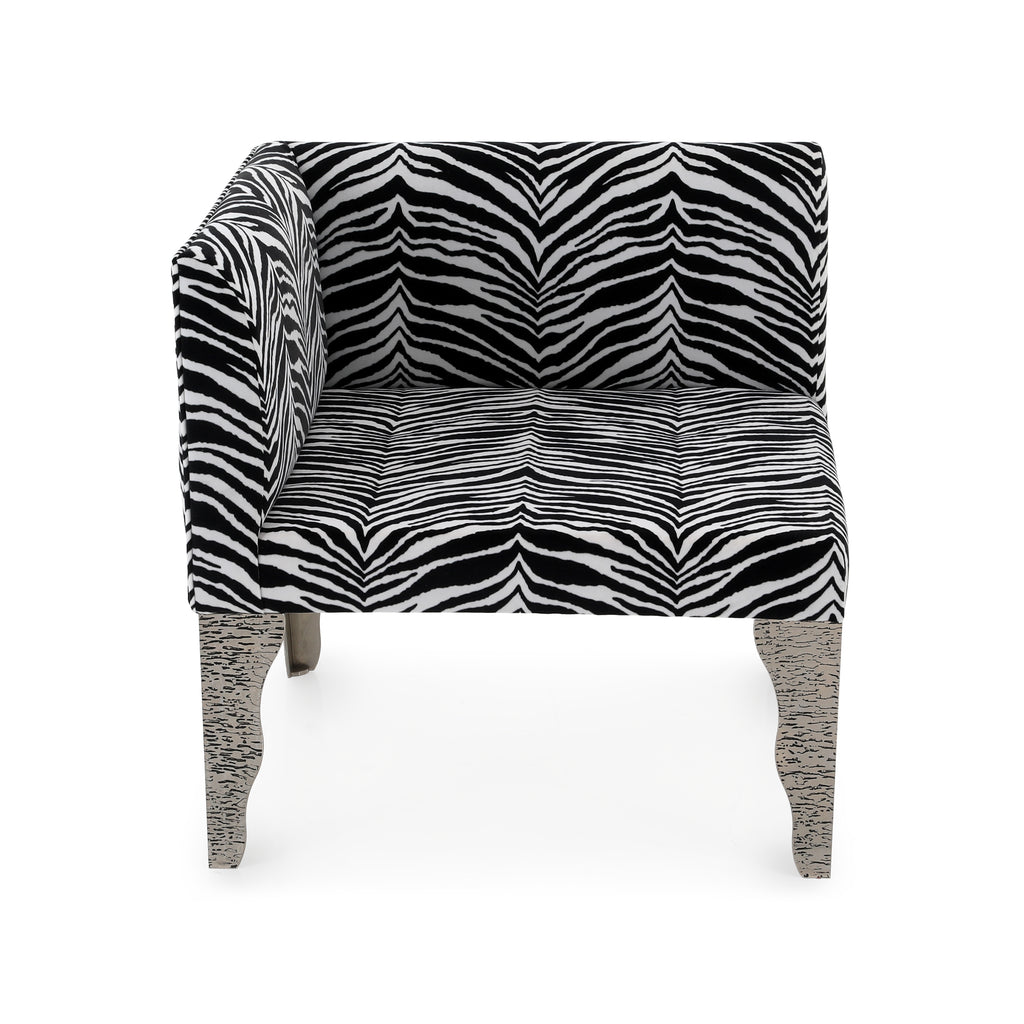 Zebra Print & Silver Base Modern Corner Chair (Copy)