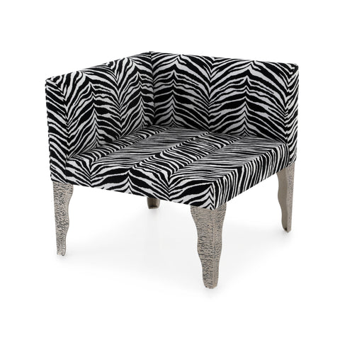 Zebra Print & Silver Base Modern Corner Chair (Copy)