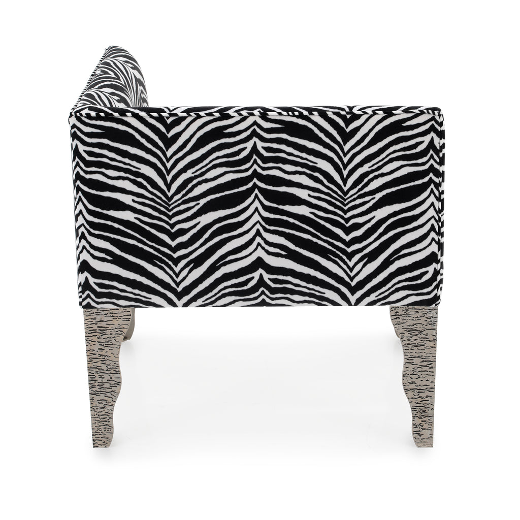 Zebra Print & Silver Base Modern Corner Chair (Copy)