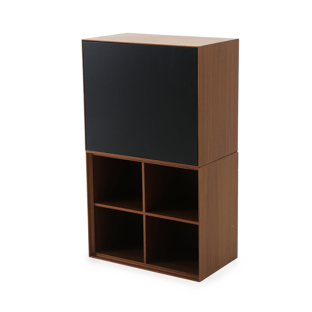 Black + Wood Square Cube Modular Cubby Shelf Unit Piece