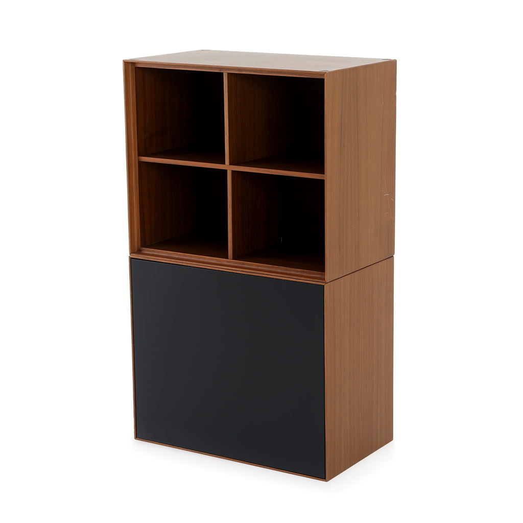 Black + Wood Square Cube Modular Cubby Shelf Unit Piece