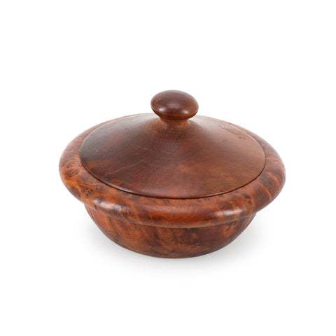 Round Burl Wood Trinket Box