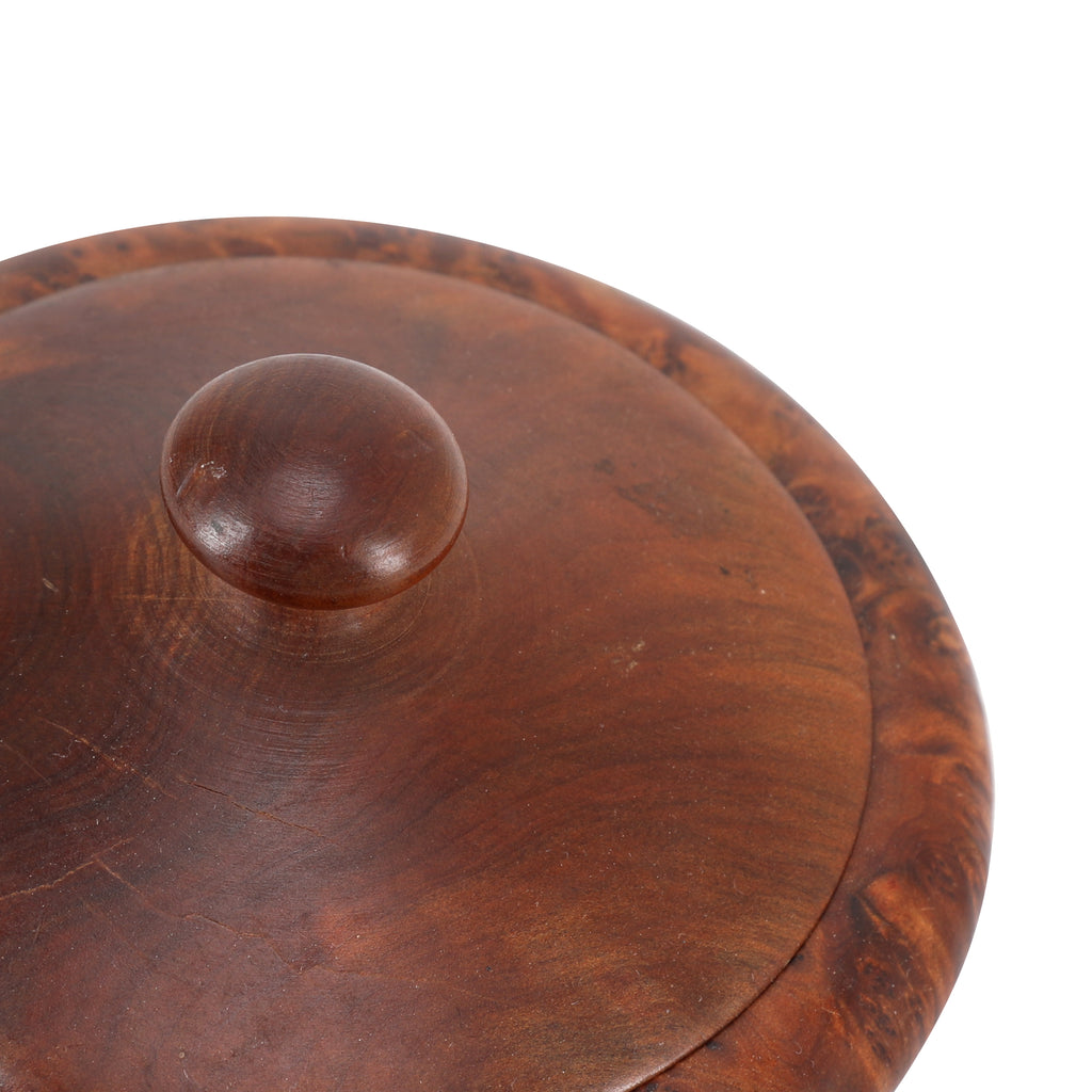 Round Burl Wood Trinket Box