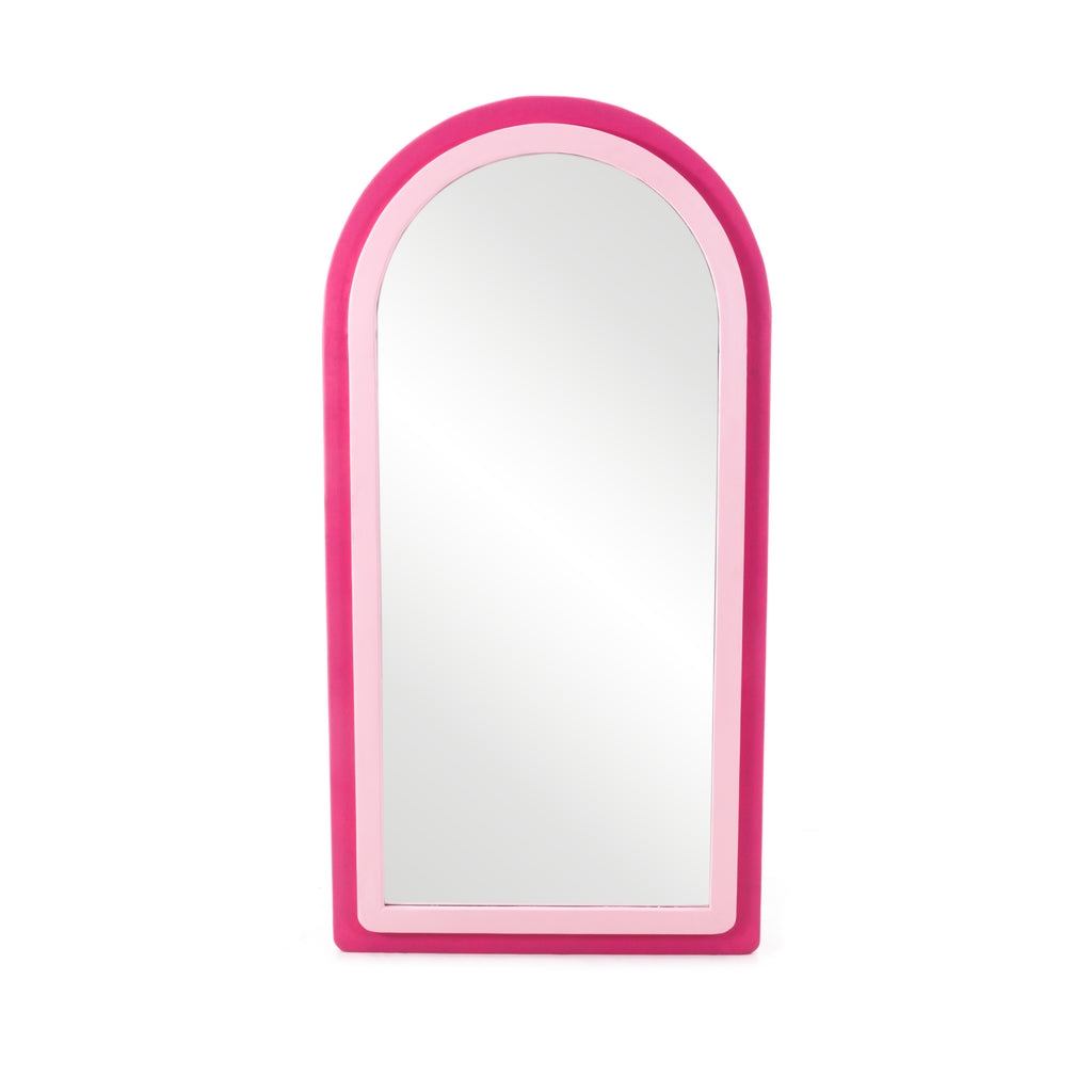 Pink Arched Frame Floor Mirror