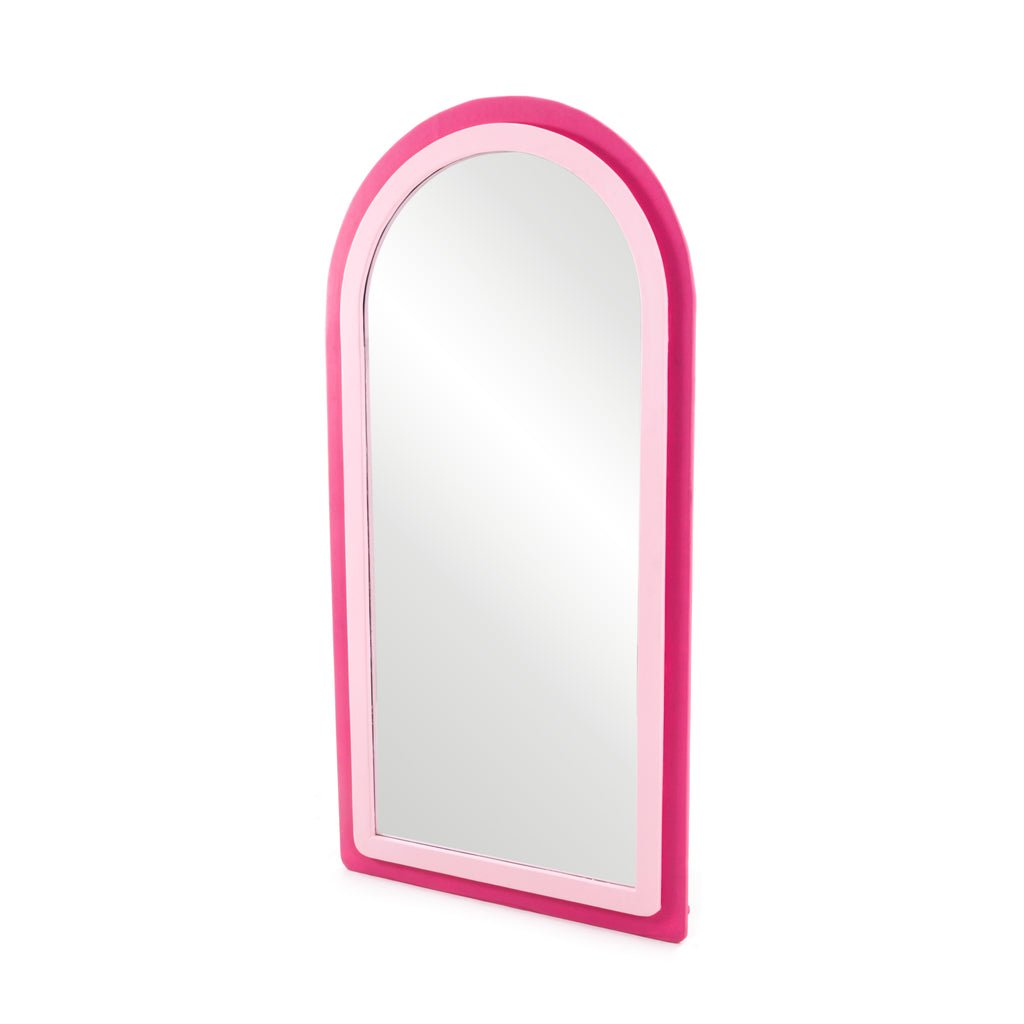 Pink Arched Frame Floor Mirror