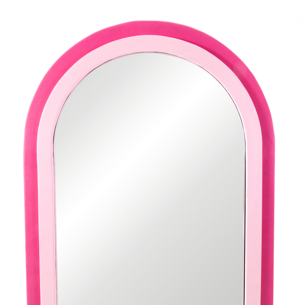 Pink Arched Frame Floor Mirror