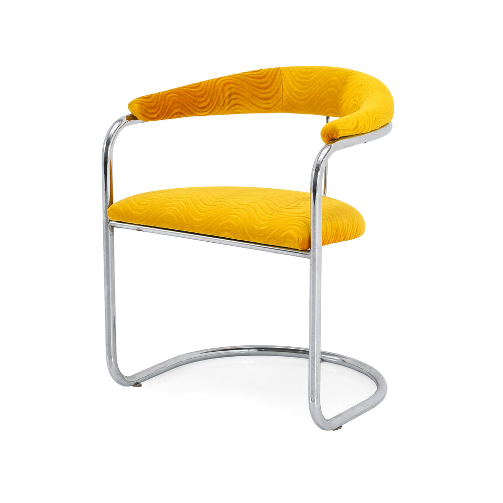 Yellow Velvet & Chrome Side Chair