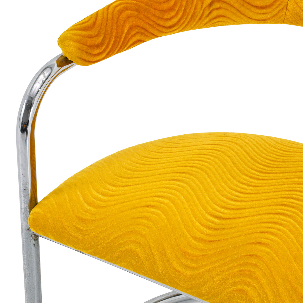 Yellow Velvet & Chrome Side Chair