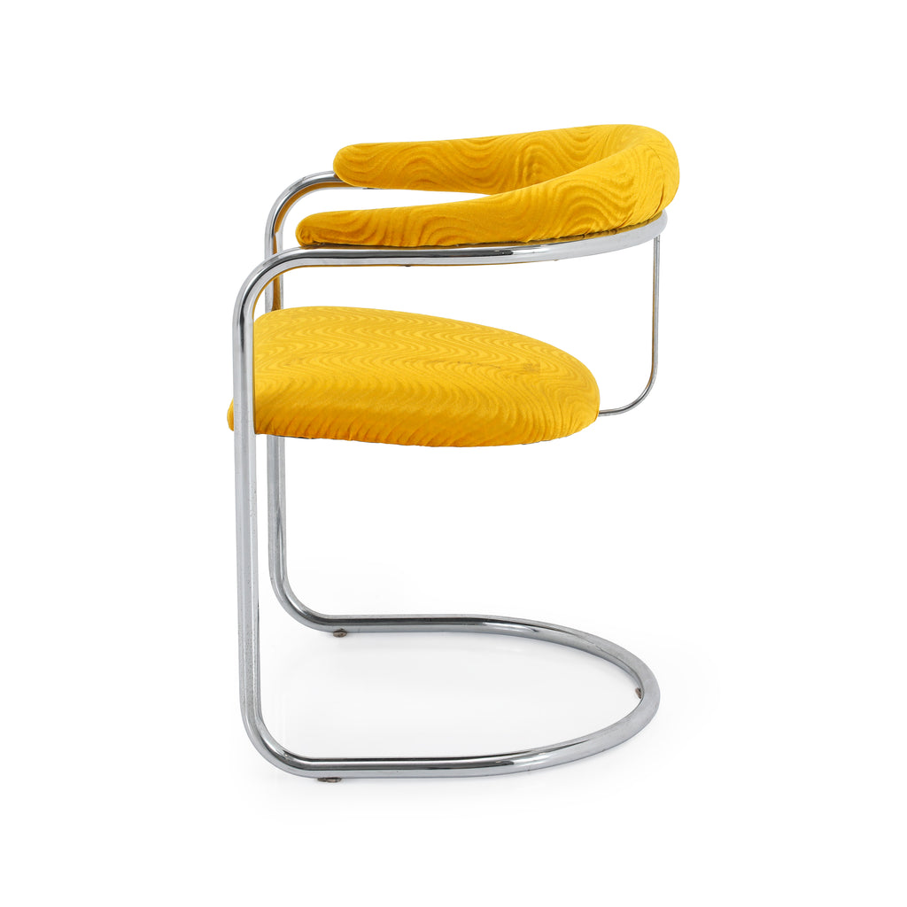 Yellow Velvet & Chrome Side Chair