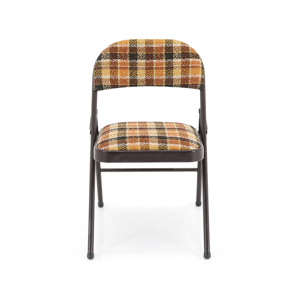 Brown & Tan Plaid Folding Chairs